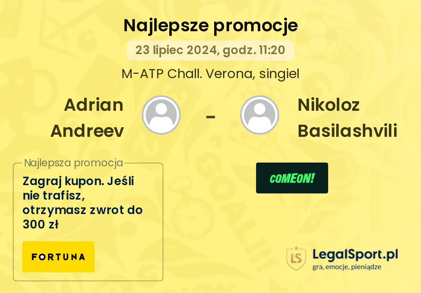 Adrian Andreev - Nikoloz Basilashvili promocje u bukmacherów (23.07, 11:20)