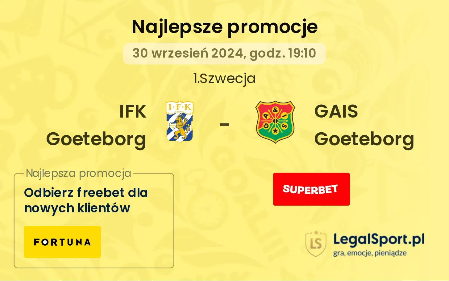 IFK Goeteborg - GAIS Goeteborg promocje bonusy na mecz