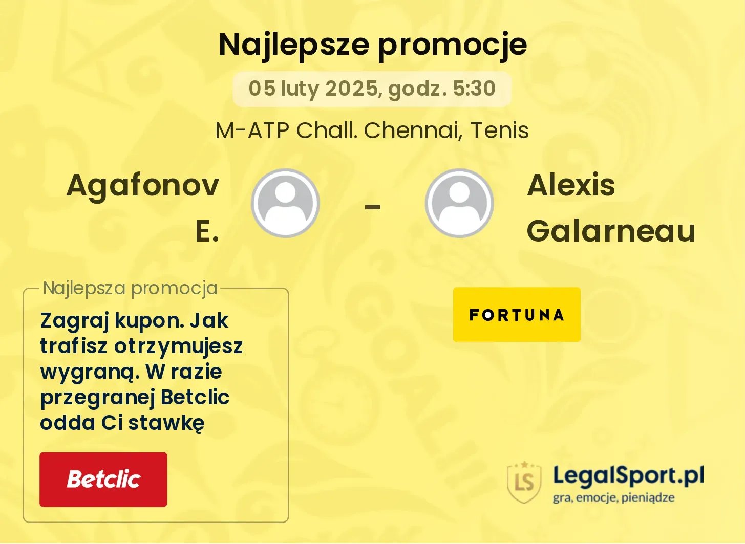 Agafonov E. - Alexis Galarneau promocje u bukmacherów