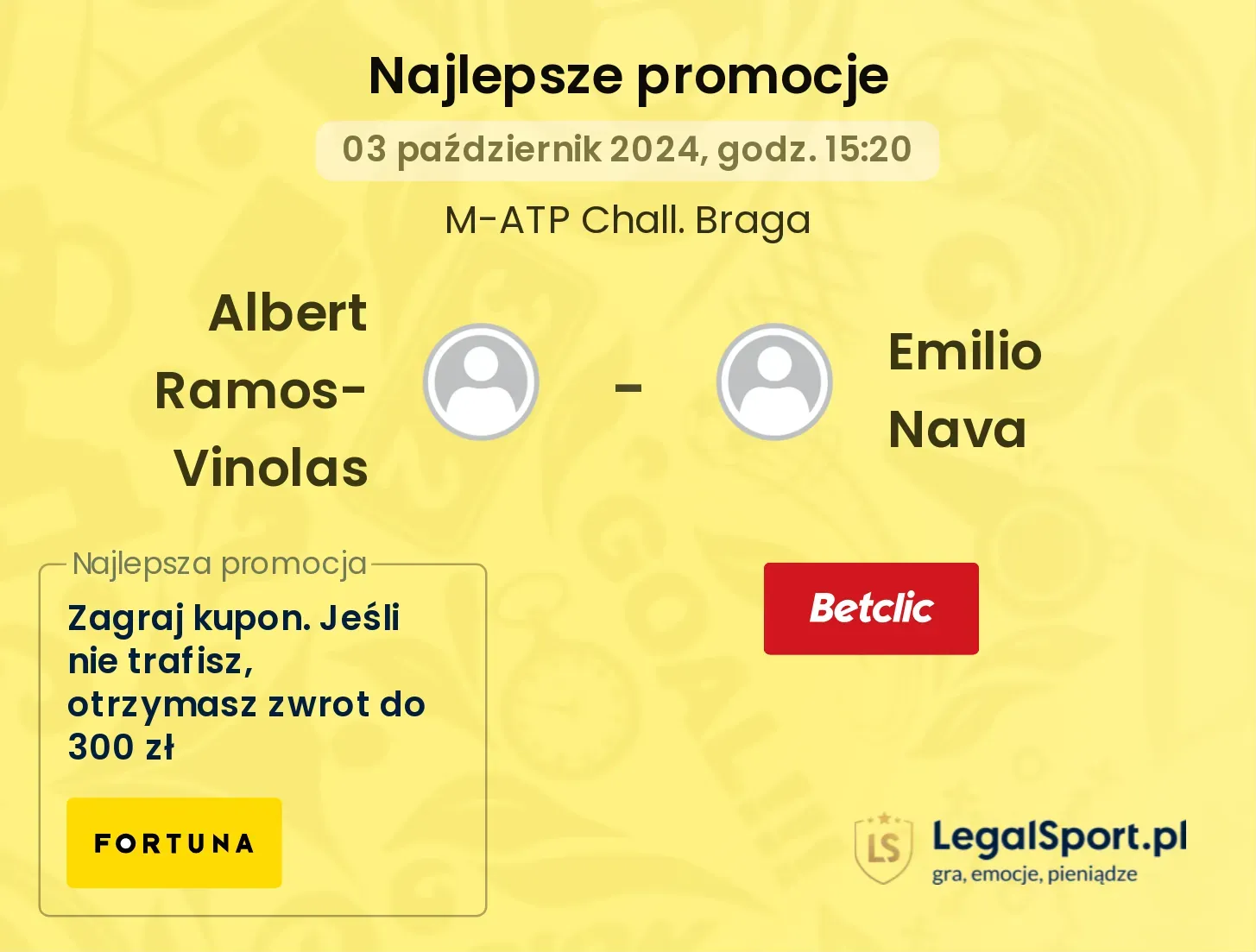 Albert Ramos-Vinolas - Emilio Nava promocje bonusy na mecz