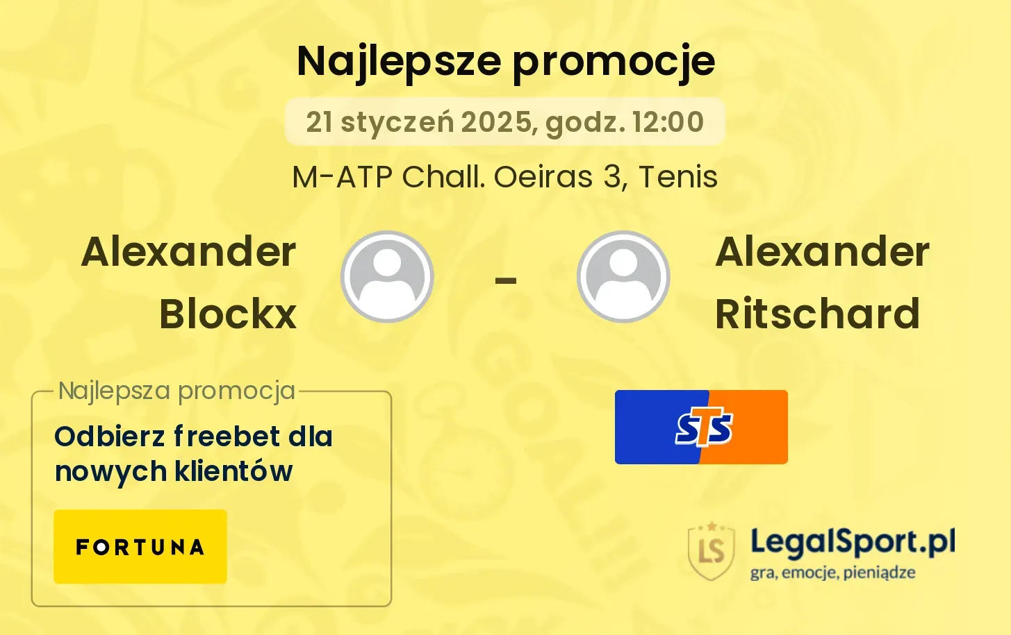 Alexander Blockx - Alexander Ritschard promocje bonusy na mecz