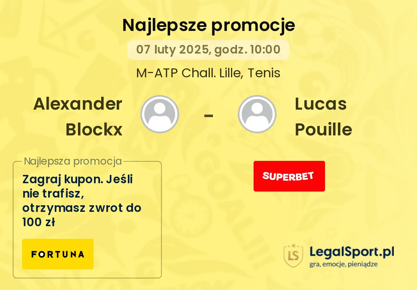 Alexander Blockx - Lucas Pouille promocje bonusy na mecz