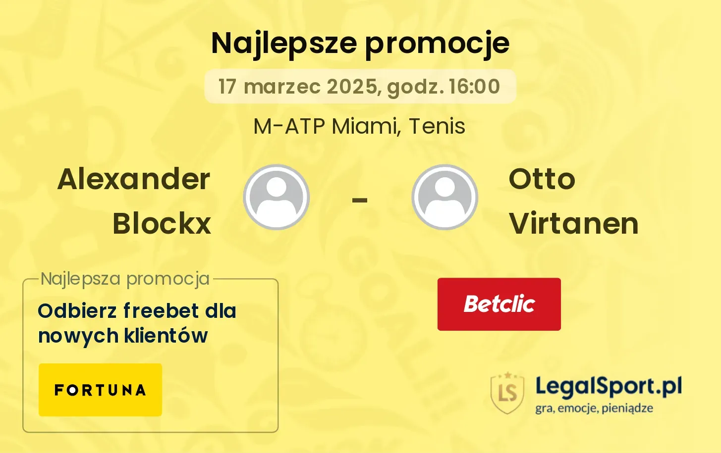 Alexander Blockx - Otto Virtanen promocje bonusy na mecz