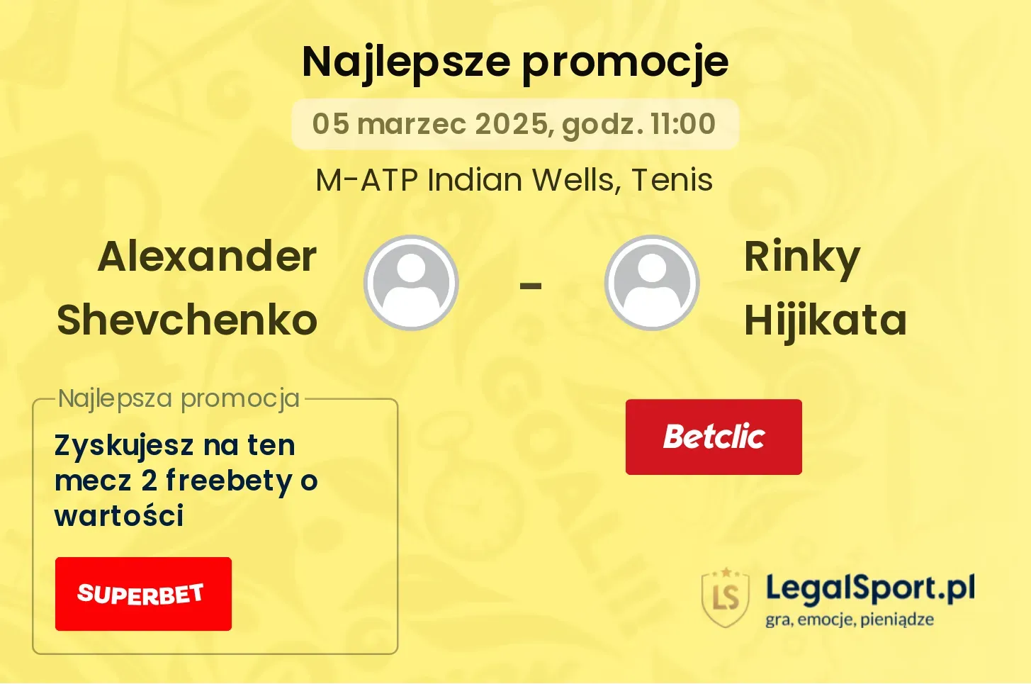 Alexander Shevchenko - Rinky Hijikata promocje bonusy na mecz