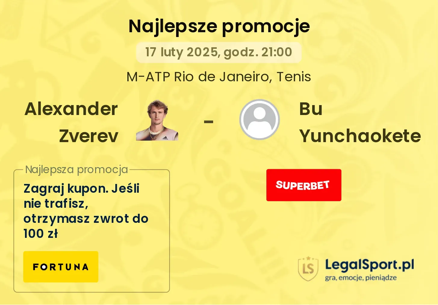 Alexander Zverev - Bu Yunchaokete promocje bonusy na mecz