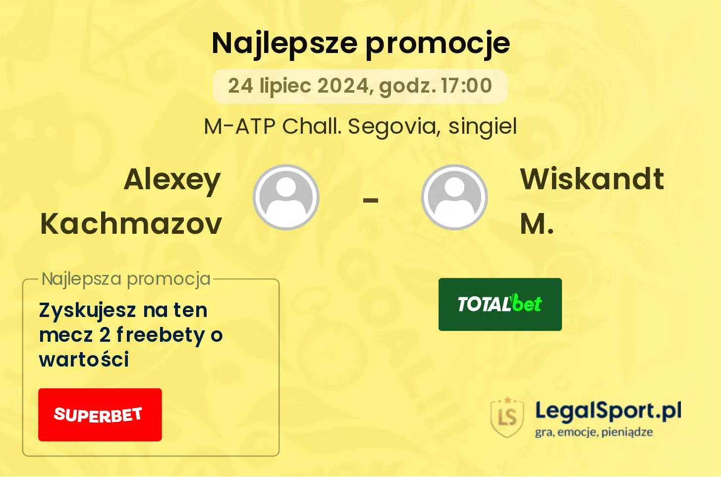 Alexey Kachmazov - Wiskandt M. promocje u bukmacherów (24.07, 17:00)