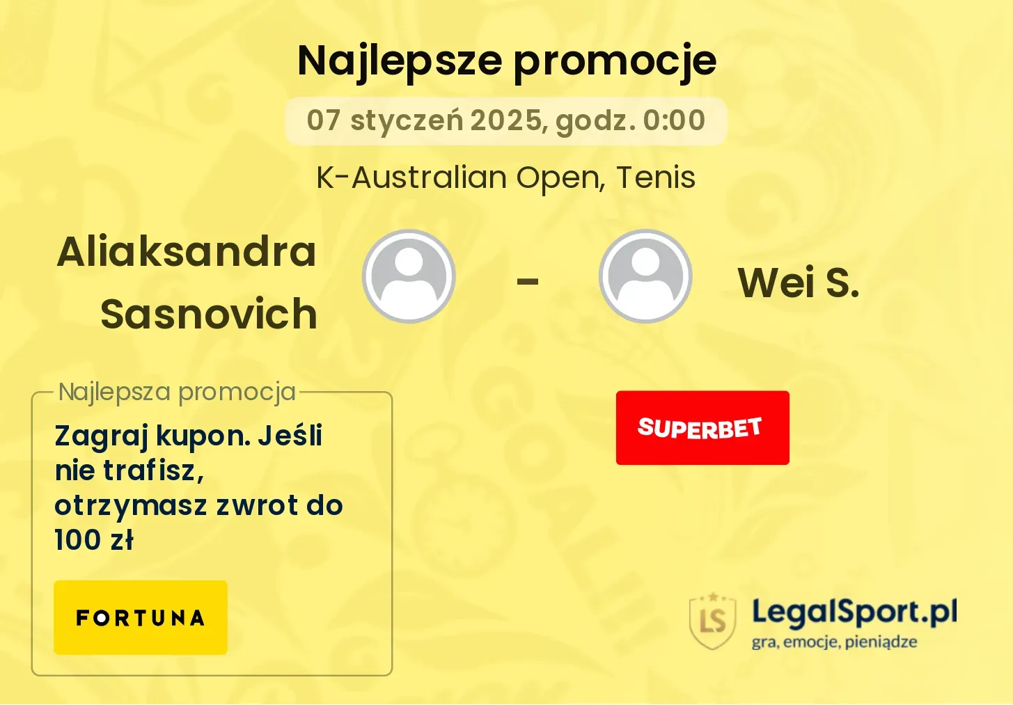 Aliaksandra Sasnovich - Wei S. promocje bonusy na mecz