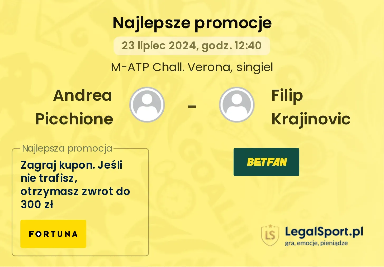 Andrea Picchione - Filip Krajinovic promocje bukmacherskie (23.07, 12:40)