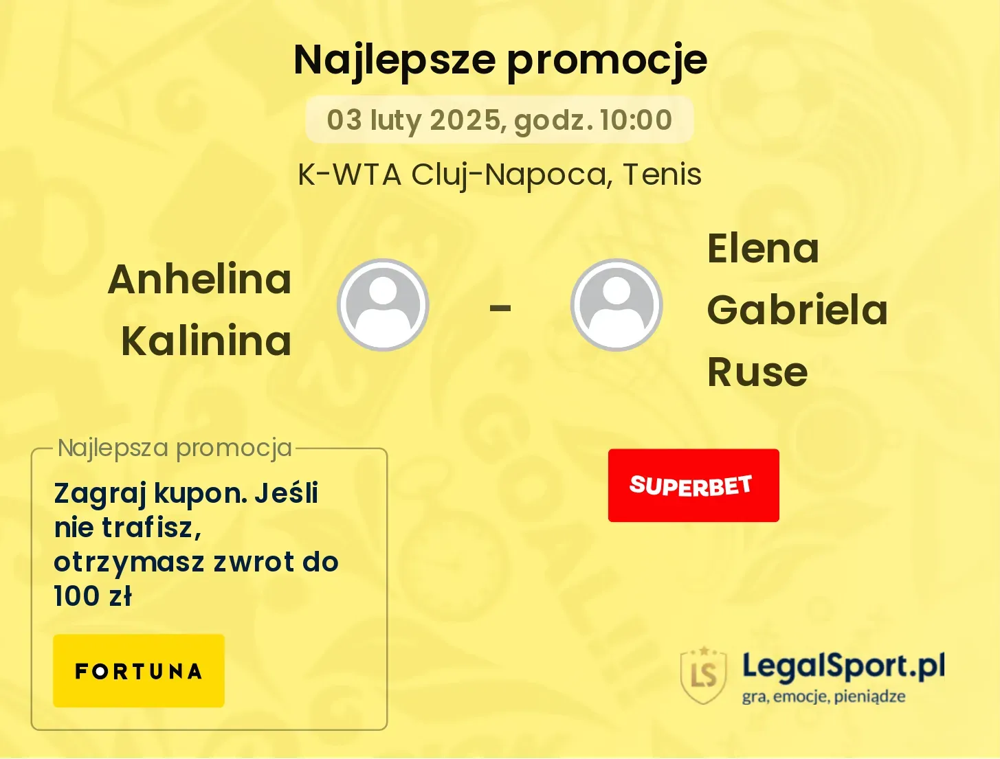 Anhelina Kalinina - Elena Gabriela Ruse promocje bonusy na mecz