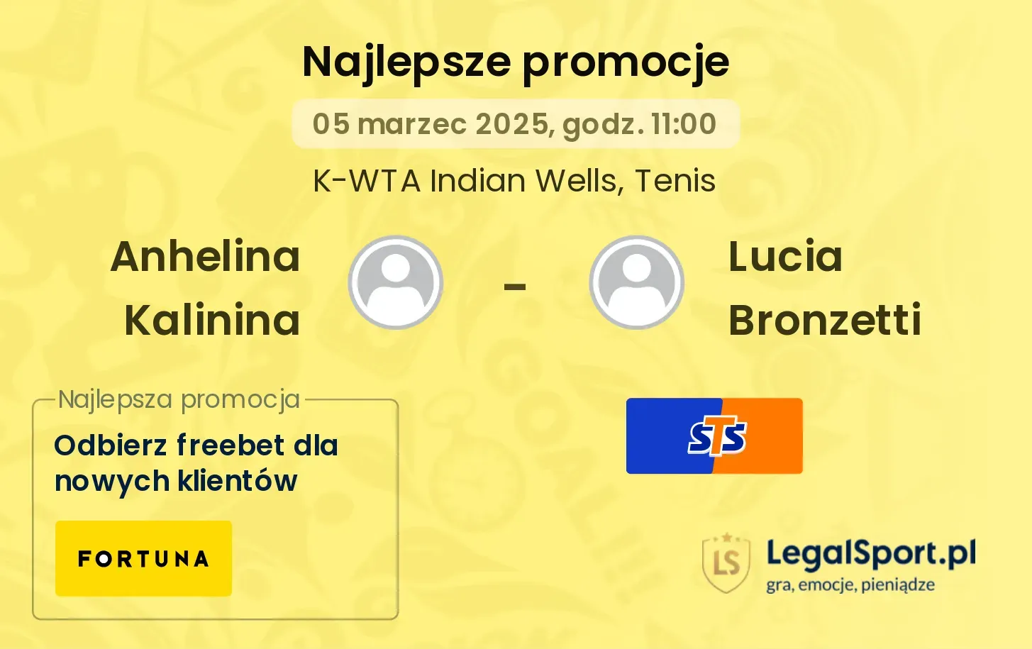 Anhelina Kalinina - Lucia Bronzetti promocje bonusy na mecz