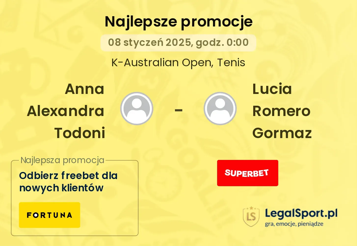 Anna Alexandra Todoni - Lucia Romero Gormaz promocje bonusy na mecz