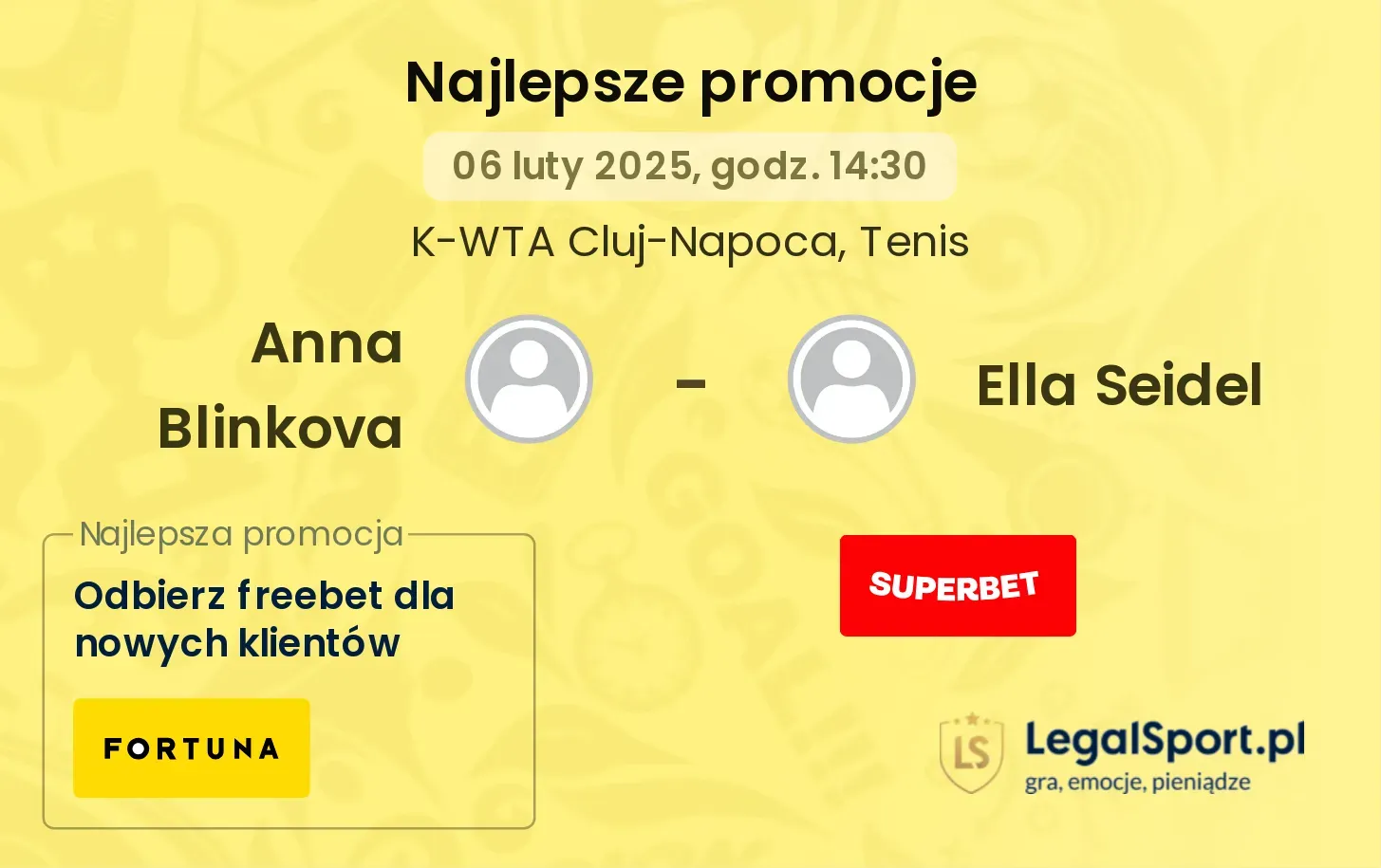 Anna Blinkova - Ella Seidel promocje bonusy na mecz