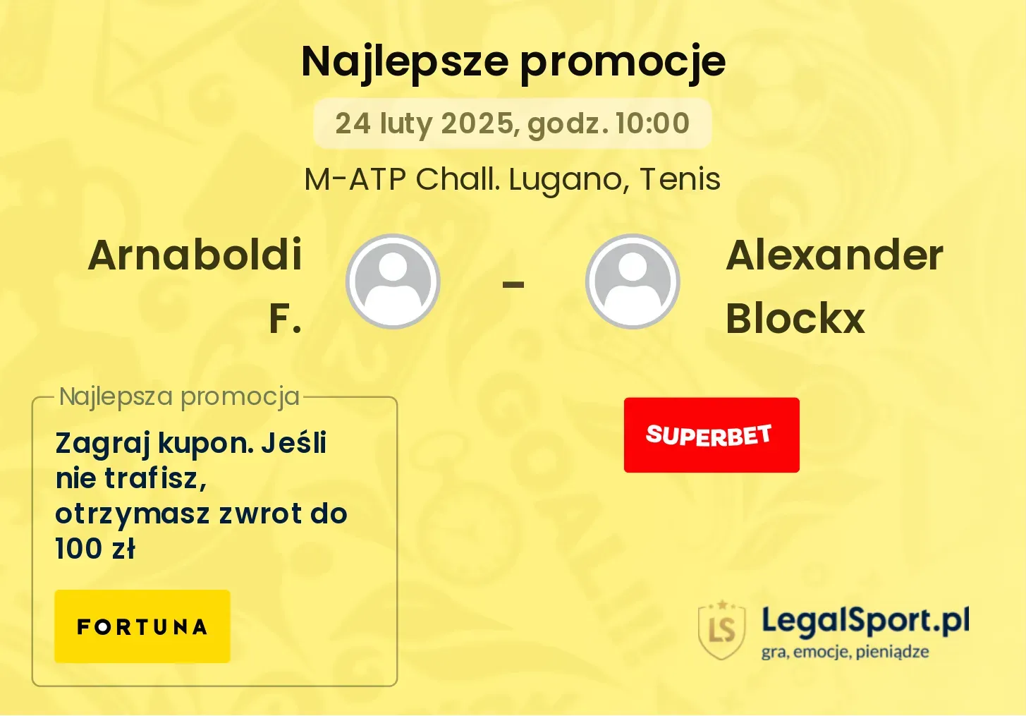 Arnaboldi F. - Alexander Blockx promocje bonusy na mecz