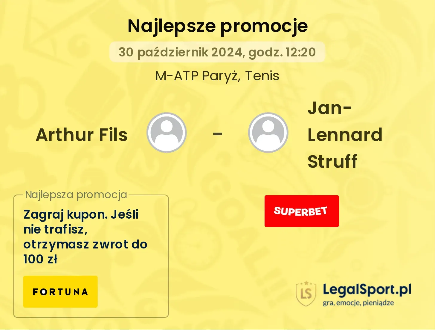 Arthur Fils - Jan-Lennard Struff promocje bonusy na mecz