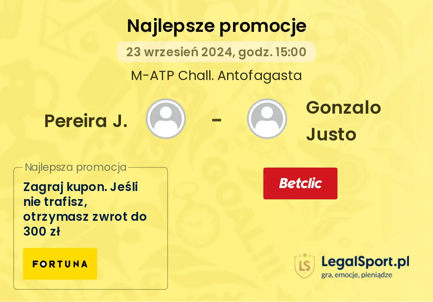 Pereira J. - Gonzalo Justo promocje bonusy na mecz