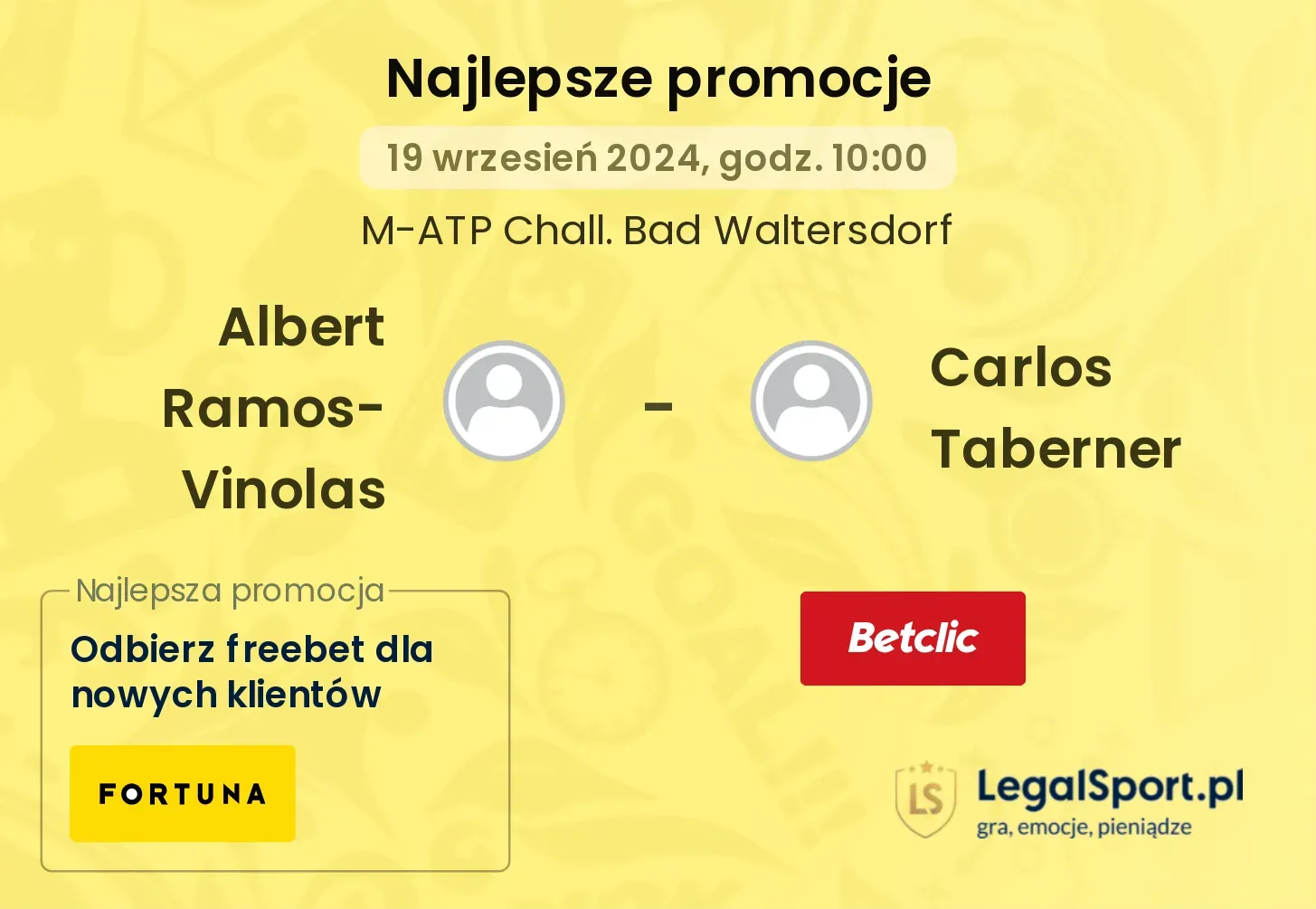 Albert Ramos-Vinolas - Carlos Taberner promocje bonusy na mecz