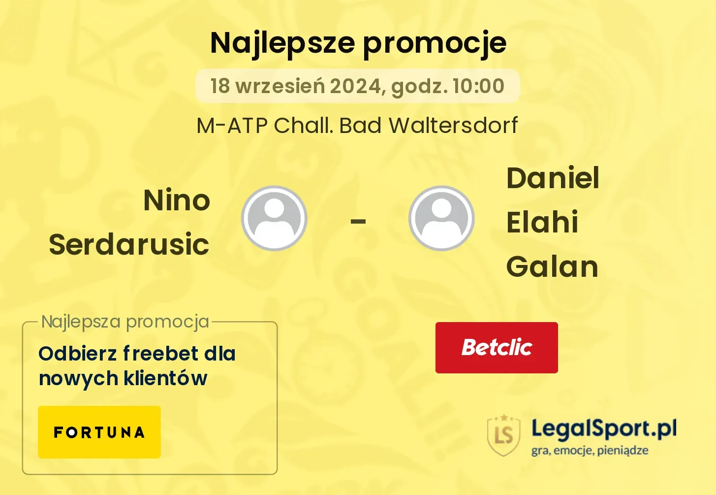 Nino Serdarusic - Daniel Elahi Galan promocje bonusy na mecz