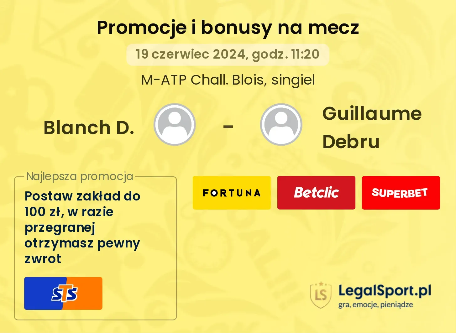 Blanch D. - Guillaume Debru promocje bonusy na mecz