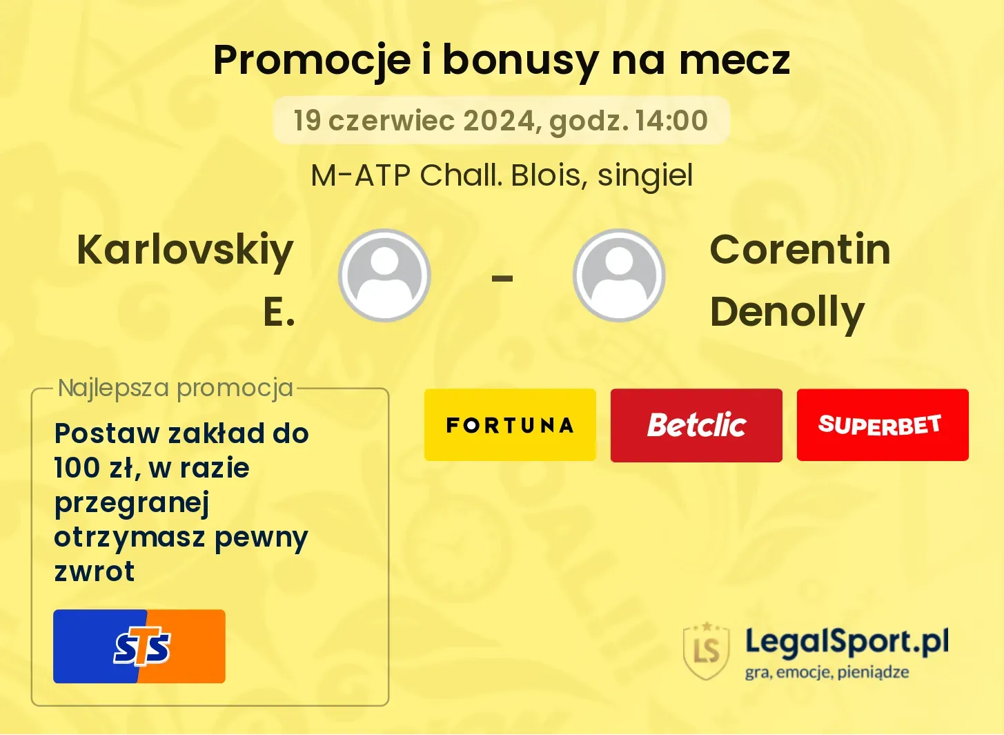 Karlovskiy E. - Corentin Denolly promocje bonusy na mecz