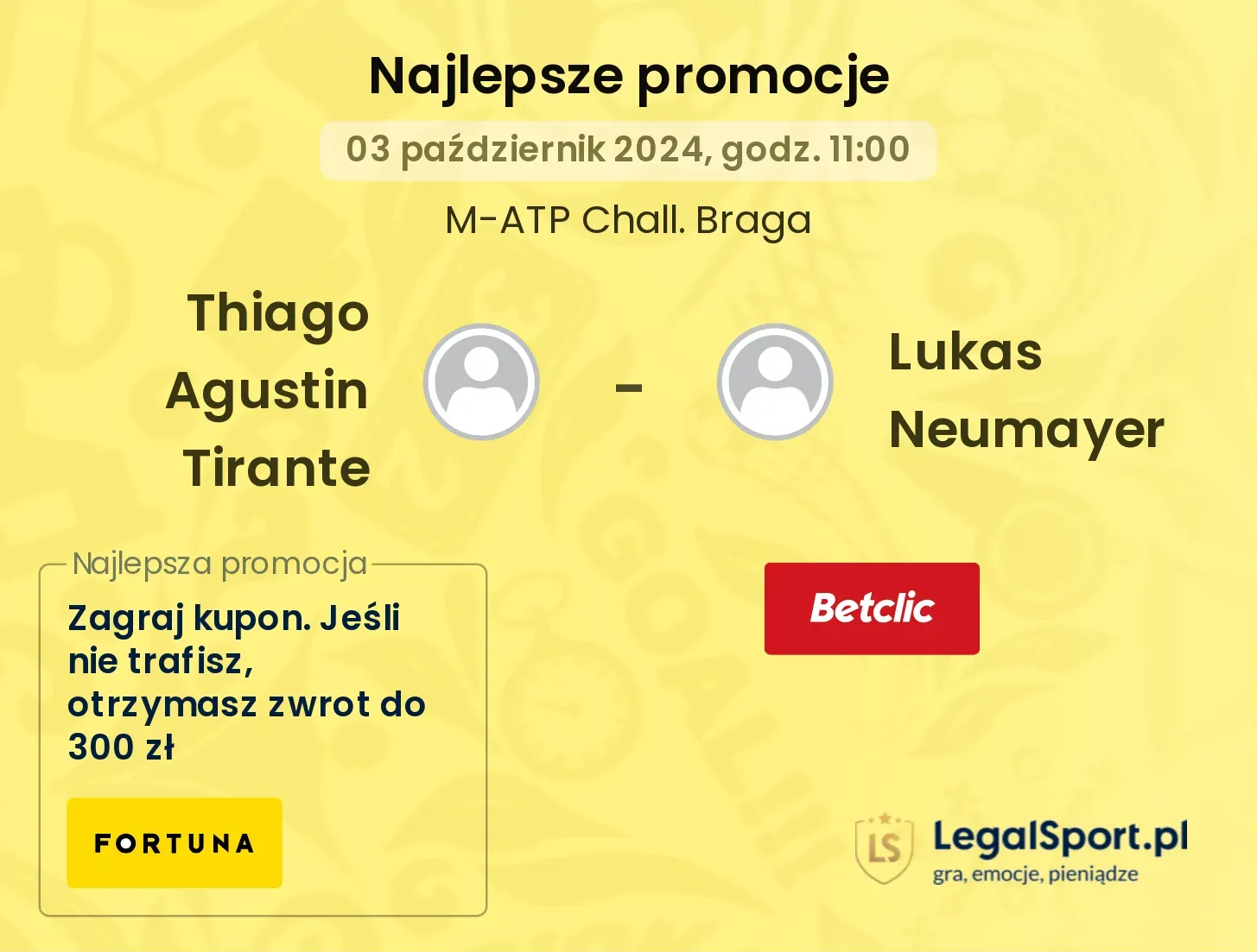 Thiago Agustin Tirante - Lukas Neumayer promocje bonusy na mecz