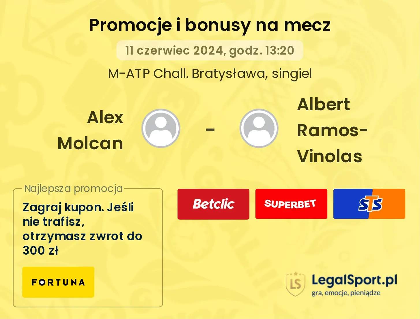 Alex Molcan - Albert Ramos-Vinolas promocje bonusy na mecz