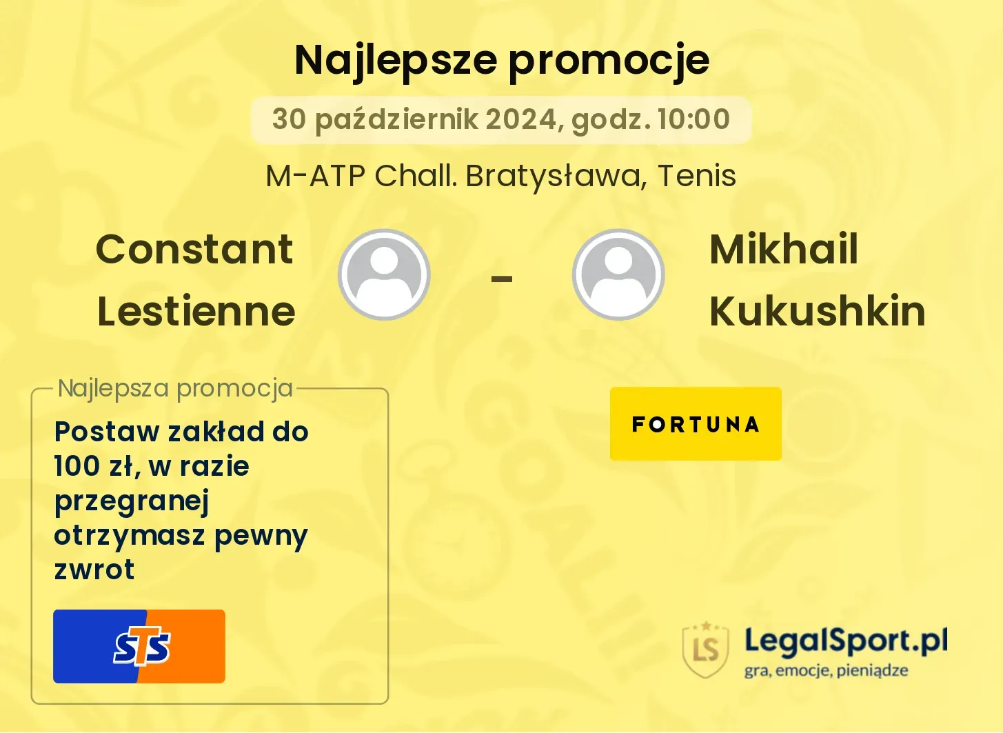 Constant Lestienne - Mikhail Kukushkin promocje bonusy na mecz