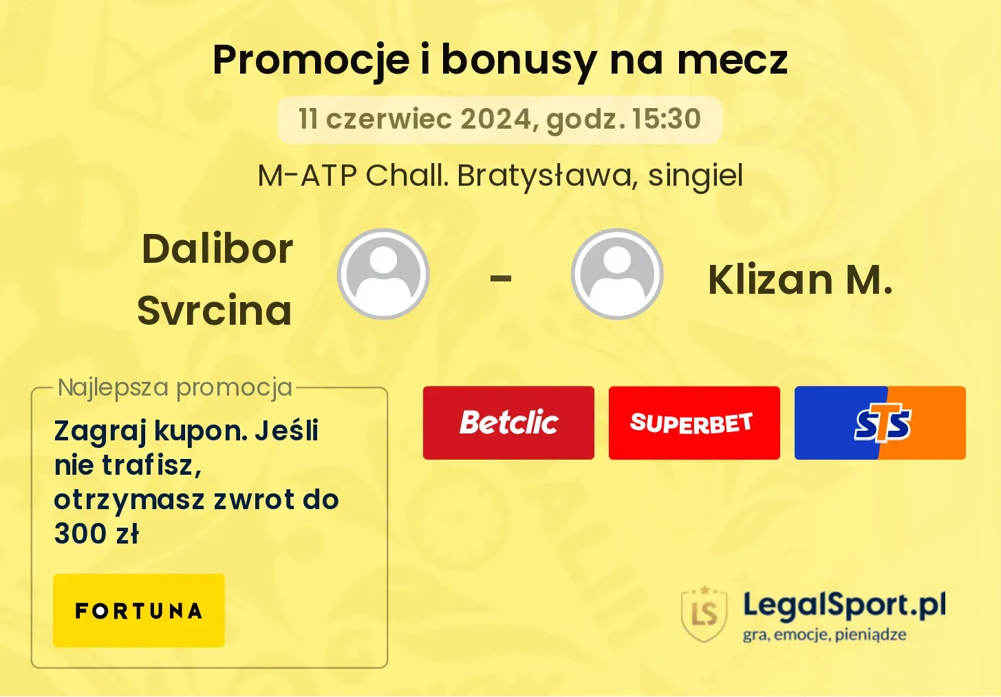 Dalibor Svrcina - Klizan M. promocje bonusy na mecz