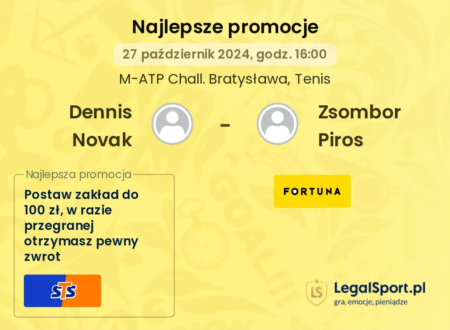 Dennis Novak - Zsombor Piros promocje bonusy na mecz