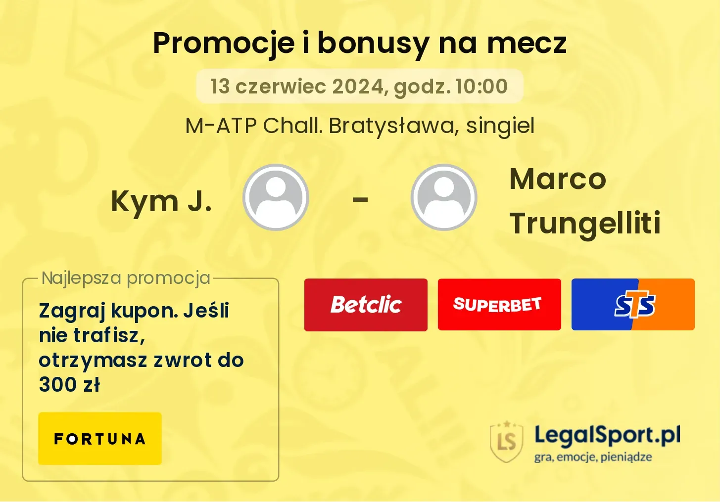 Kym J. - Marco Trungelliti promocje bonusy na mecz