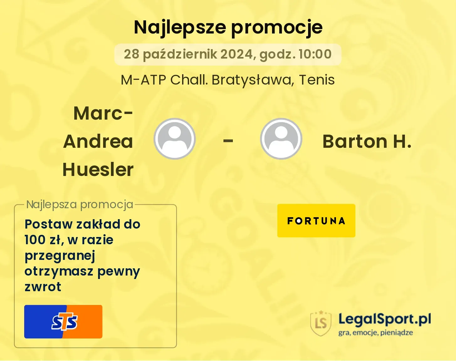 Marc-Andrea Huesler - Barton H. promocje bonusy na mecz