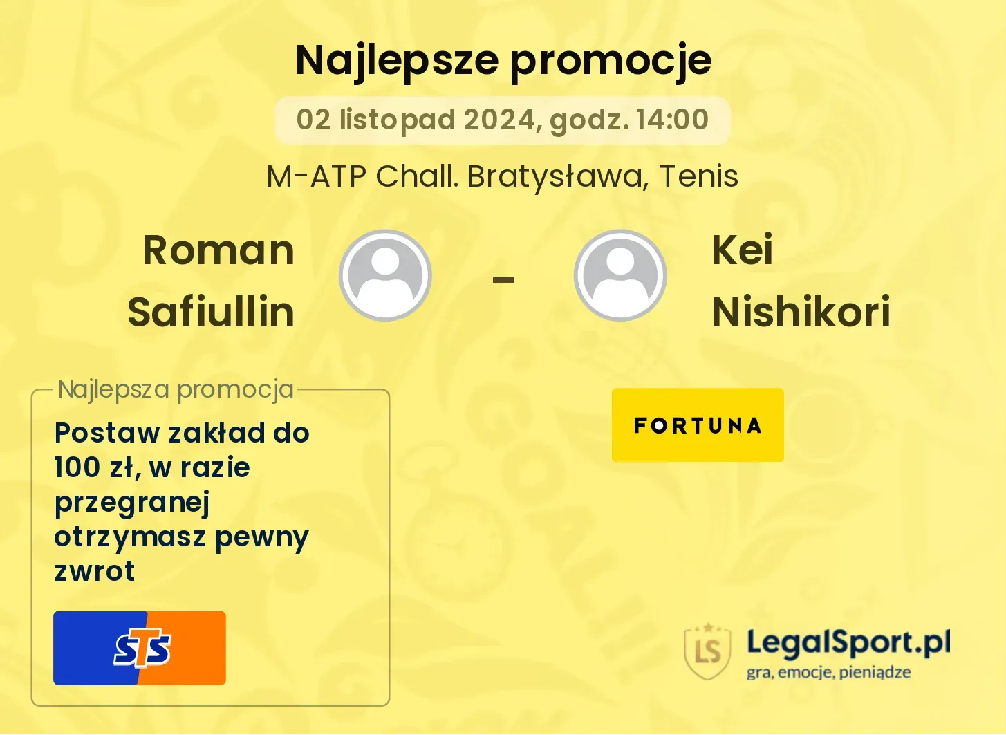 Roman Safiullin - Kei Nishikori promocje bonusy na mecz