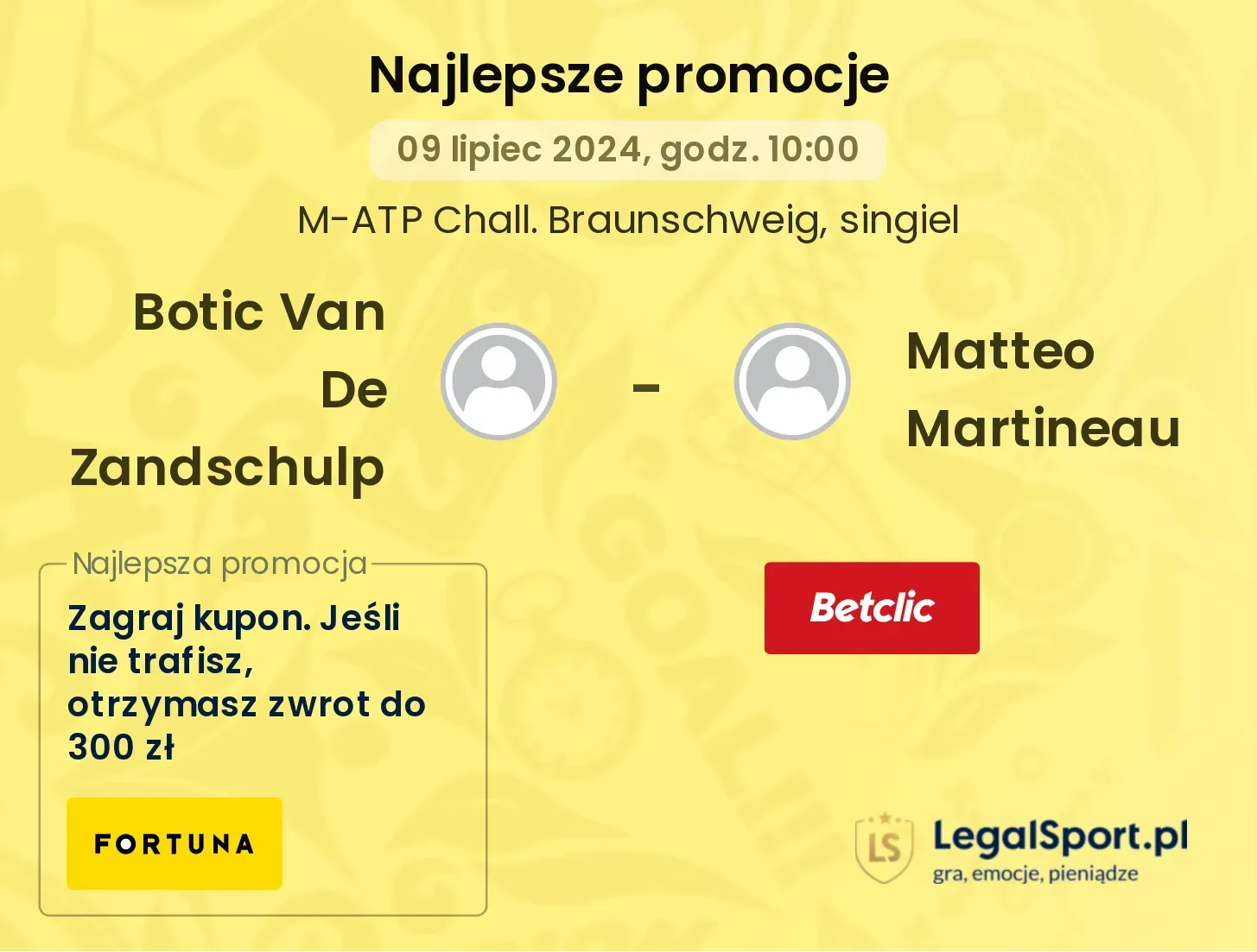 Botic Van De Zandschulp - Matteo Martineau promocje bonusy na mecz