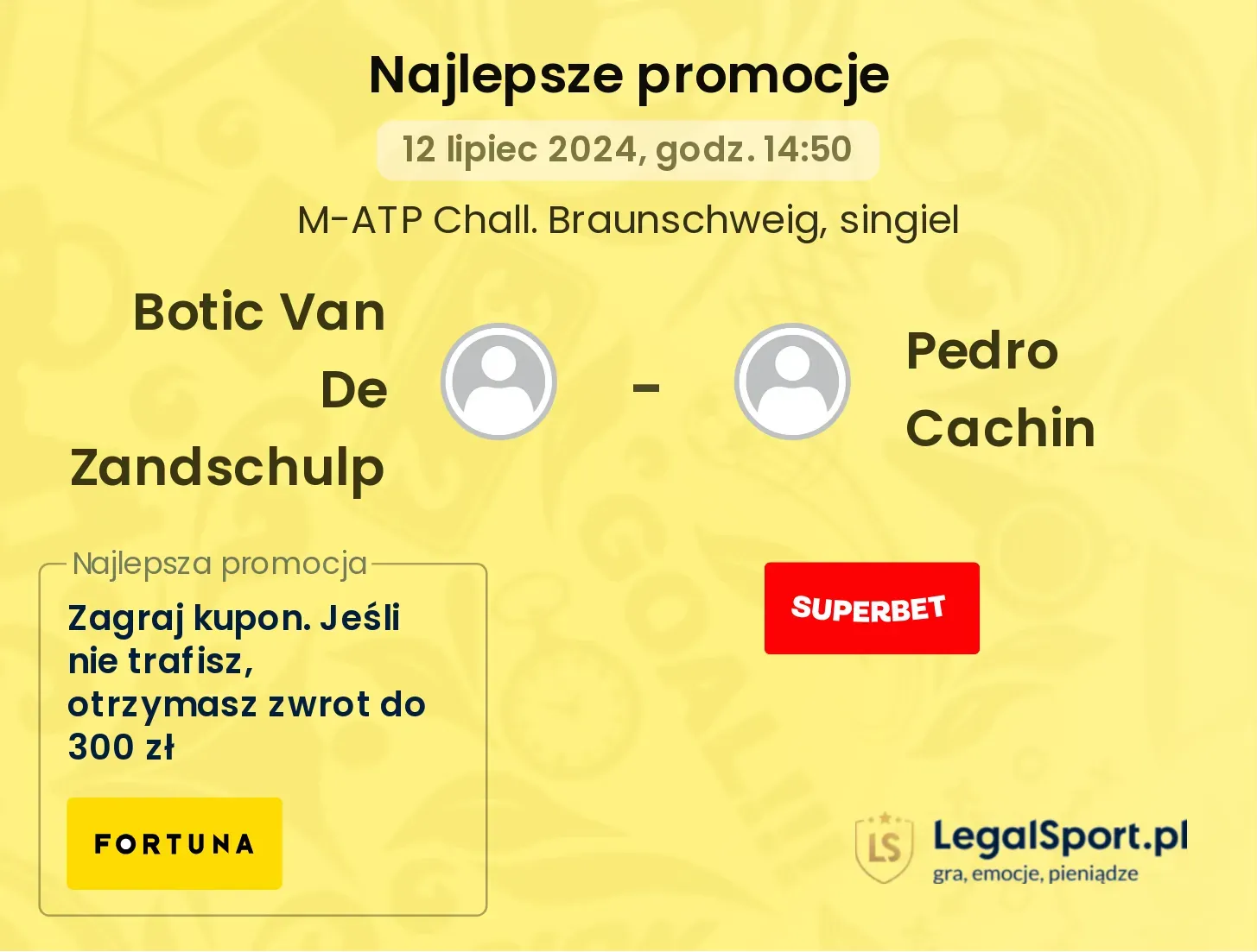 Botic Van De Zandschulp - Pedro Cachin promocje bonusy na mecz