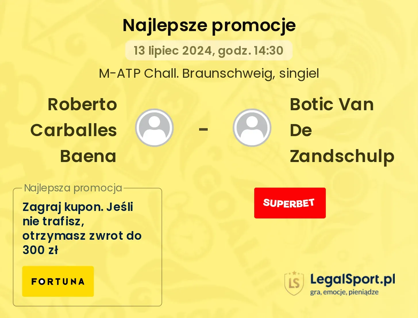 Roberto Carballes Baena - Botic Van De Zandschulp promocje bonusy na mecz