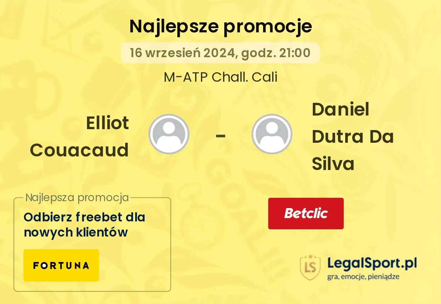 Elliot Couacaud - Daniel Dutra Da Silva promocje bonusy na mecz