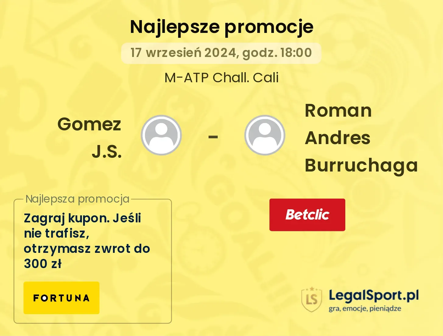 Gomez J.S. - Roman Andres Burruchaga promocje bonusy na mecz