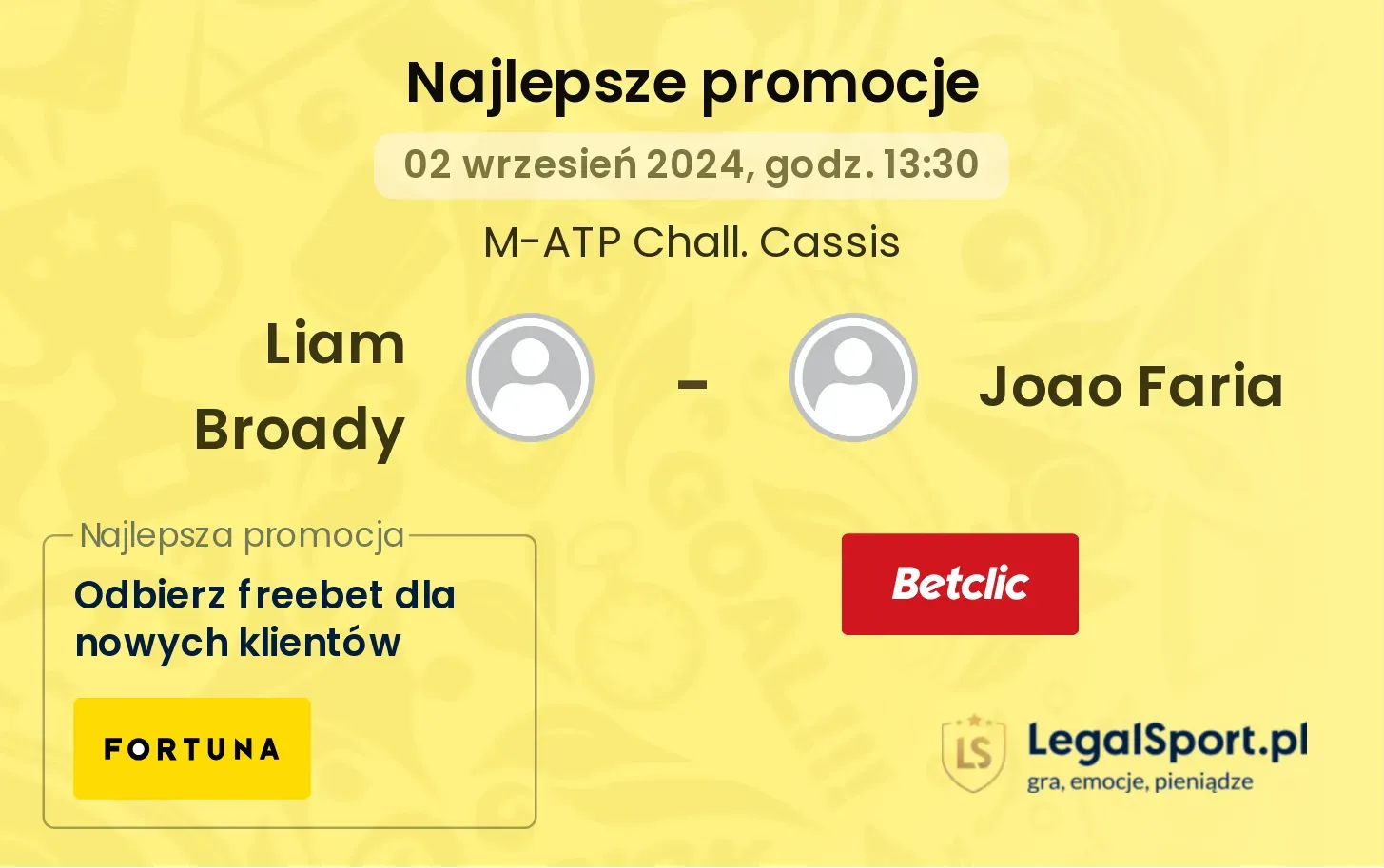 Liam Broady - Joao Faria promocje bonusy na mecz