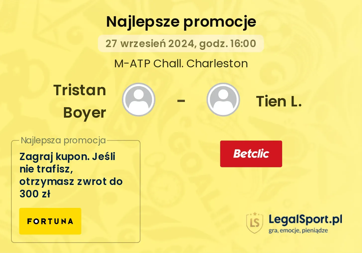 Tristan Boyer - Tien L. promocje bonusy na mecz