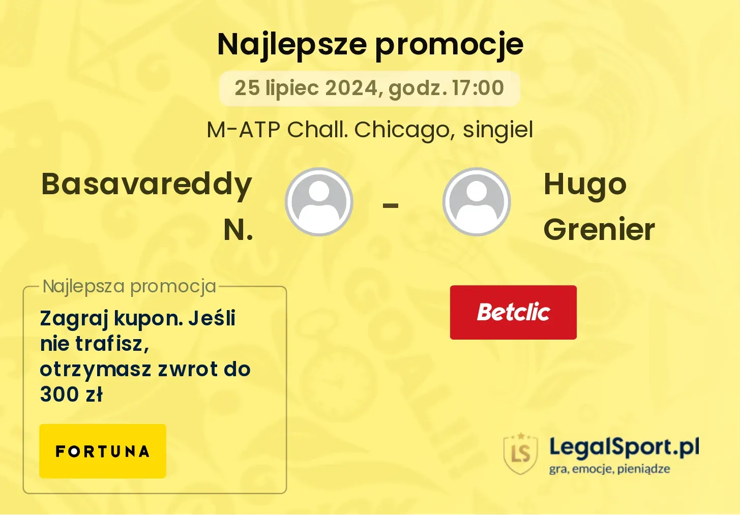 Basavareddy N. - Hugo Grenier promocje bonusy na mecz