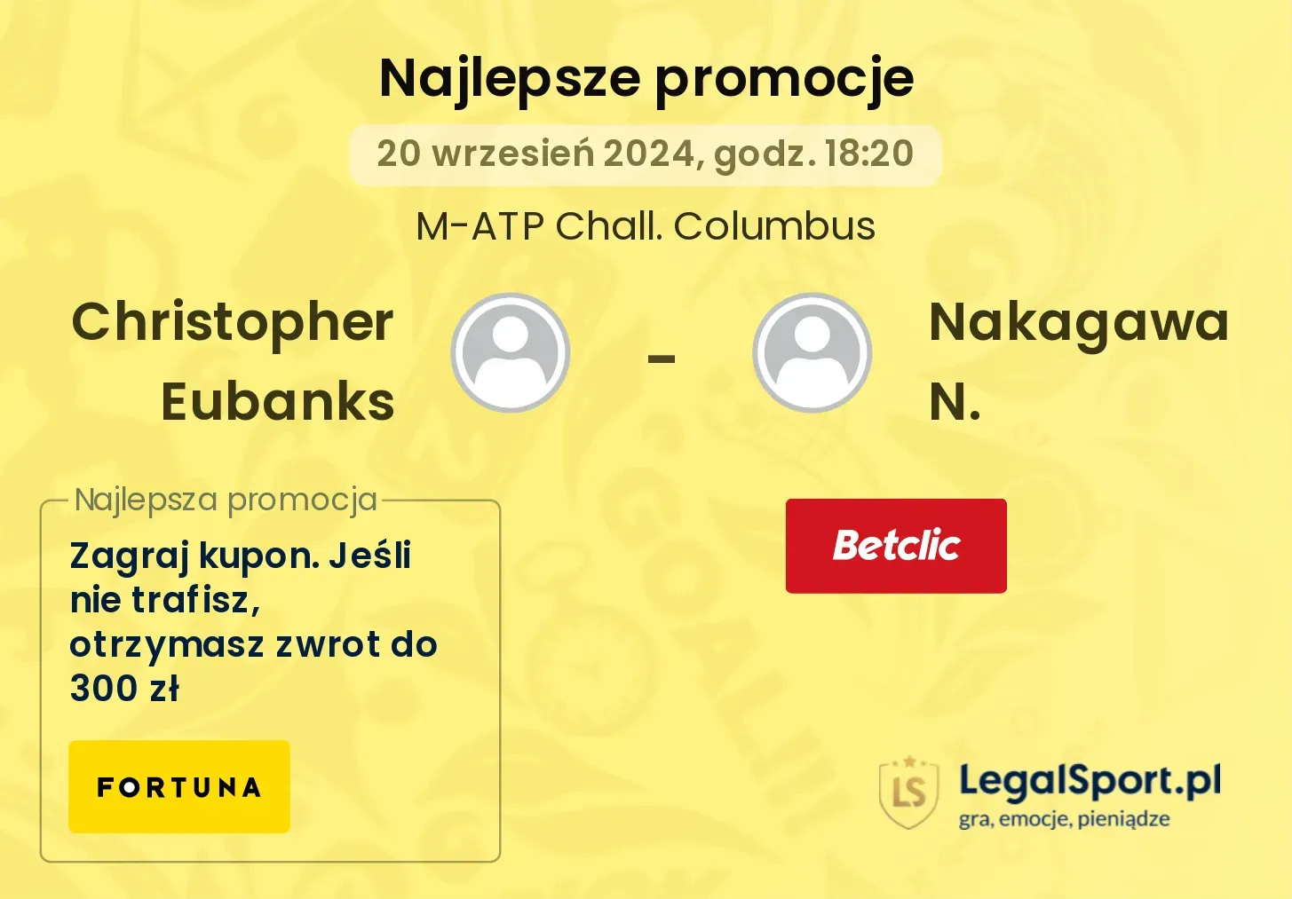 Christopher Eubanks - Nakagawa N. promocje bonusy na mecz