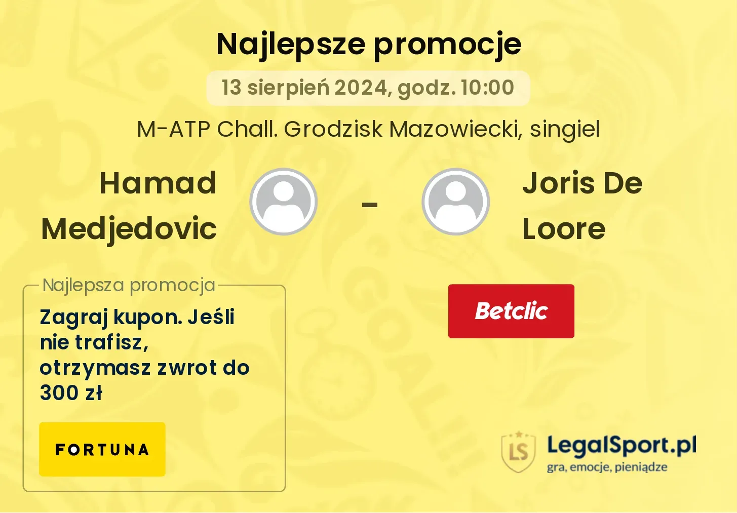 Hamad Medjedovic - Joris De Loore promocje bonusy na mecz