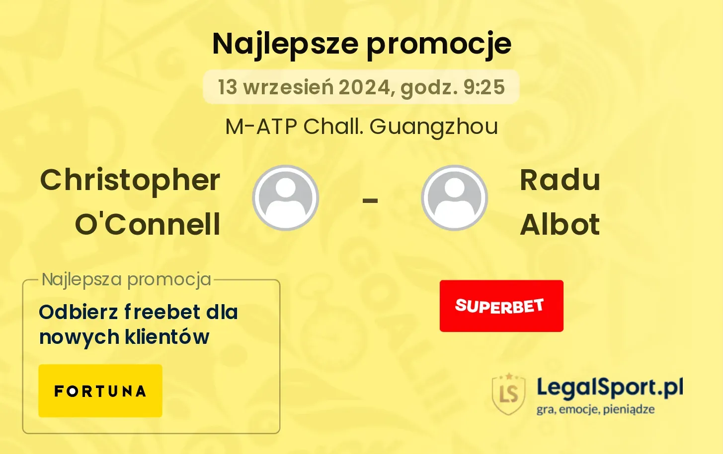 Christopher O'Connell - Radu Albot promocje bonusy na mecz