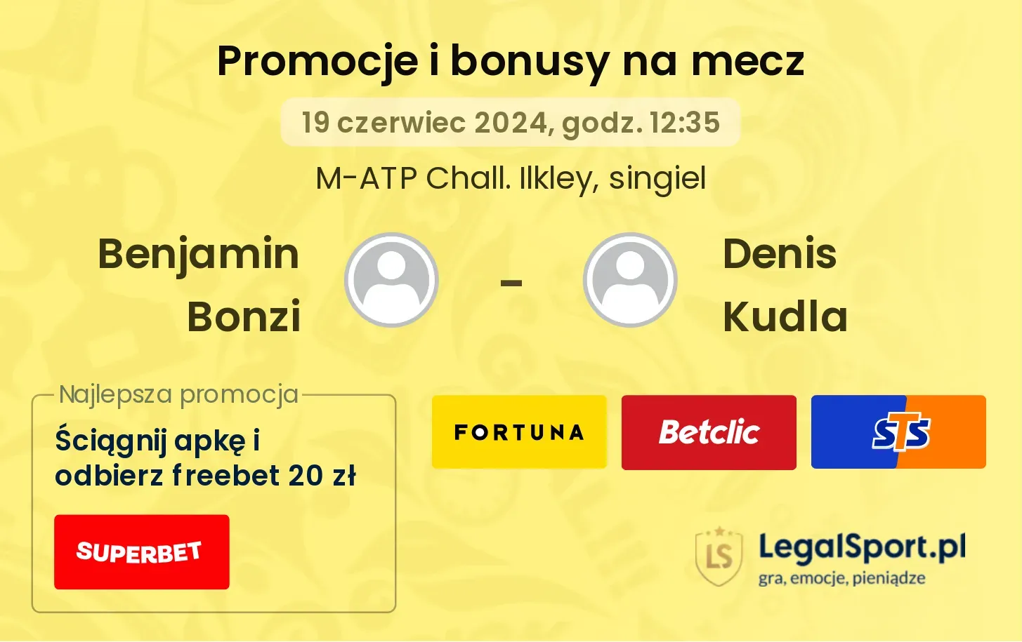 Benjamin Bonzi - Denis Kudla promocje bonusy na mecz