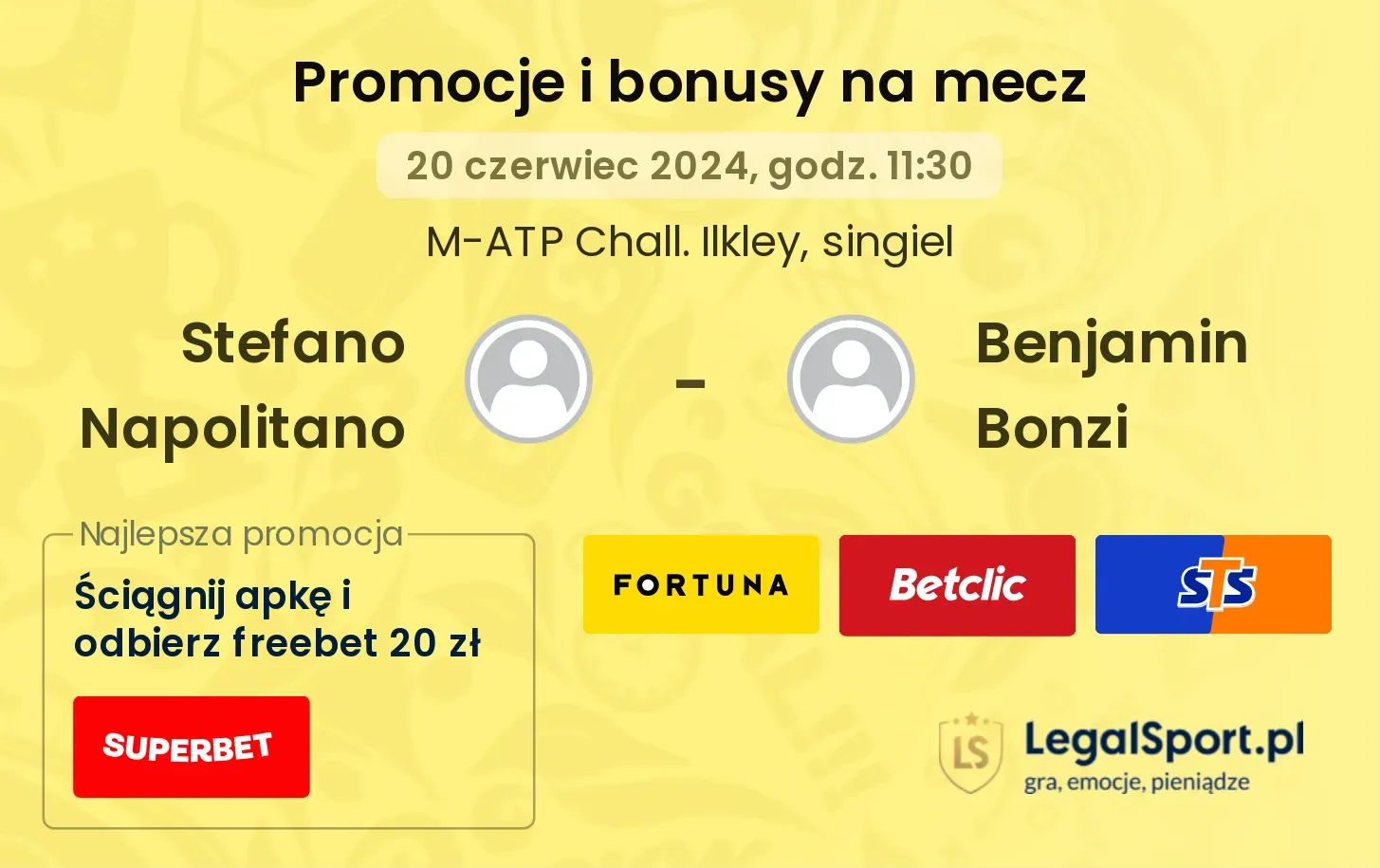 Stefano Napolitano - Benjamin Bonzi promocje bonusy na mecz