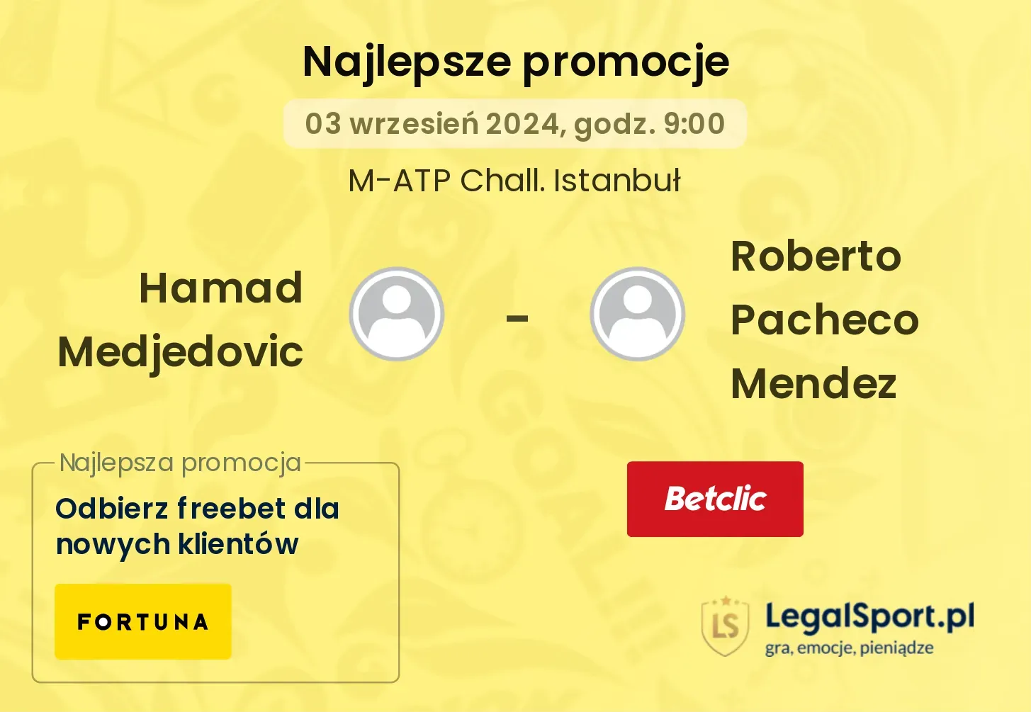 Hamad Medjedovic - Roberto Pacheco Mendez promocje bonusy na mecz