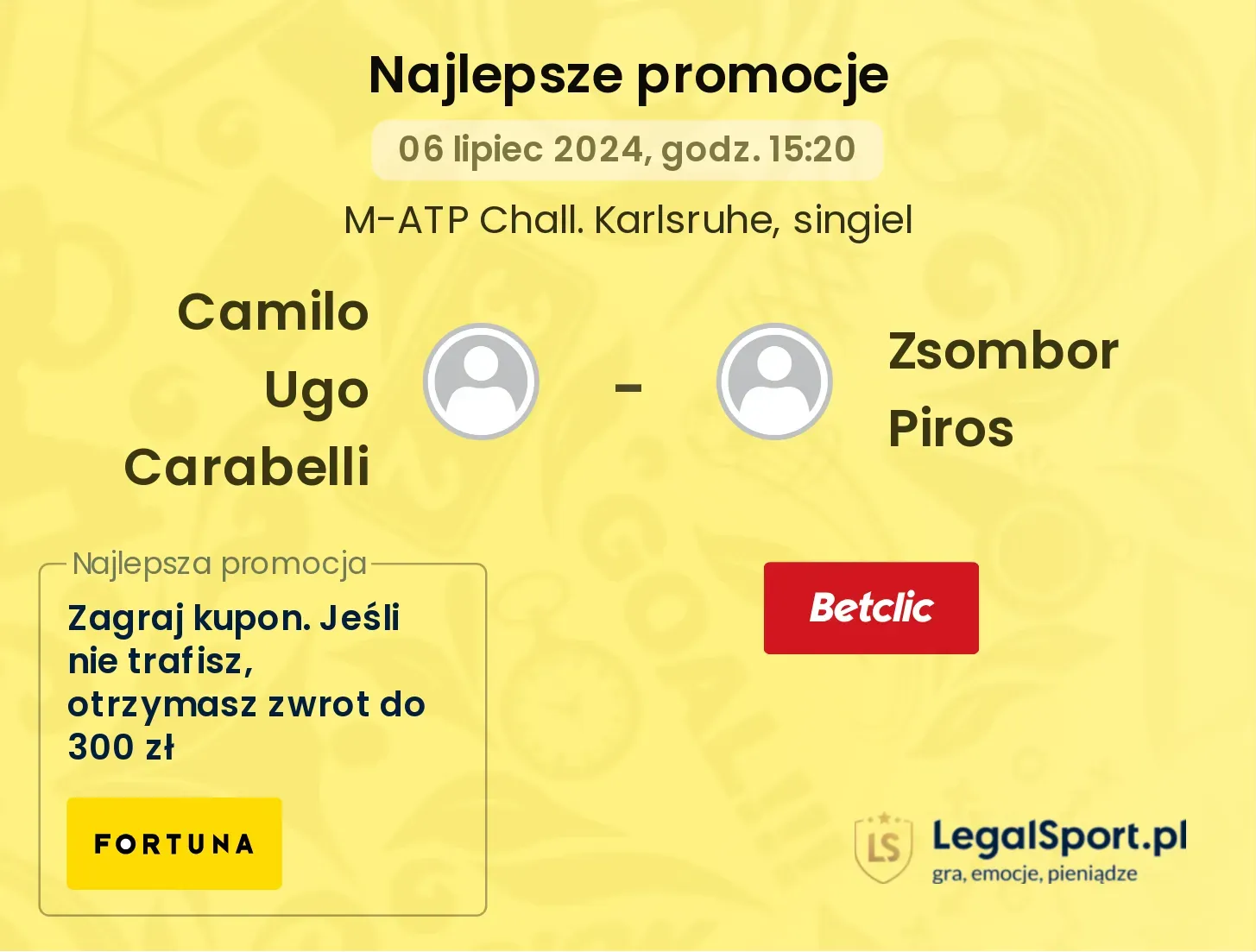 Camilo Ugo Carabelli - Zsombor Piros promocje bonusy na mecz