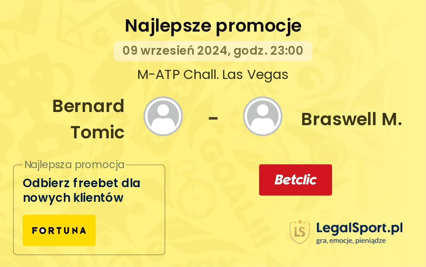 Bernard Tomic - Braswell M. promocje bonusy na mecz