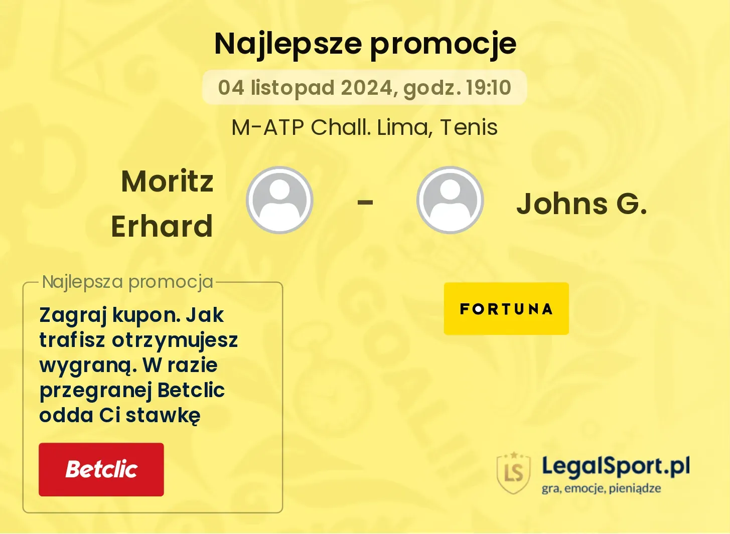 Moritz Erhard - Johns G. promocje bonusy na mecz