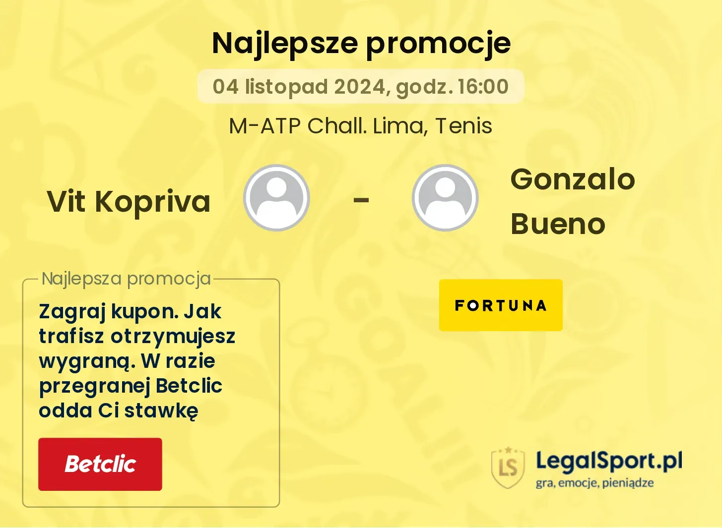 Vit Kopriva - Gonzalo Bueno promocje bonusy na mecz