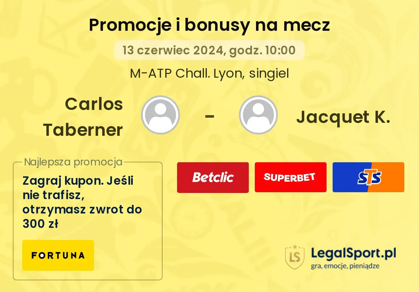 Carlos Taberner - Jacquet K. promocje bonusy na mecz